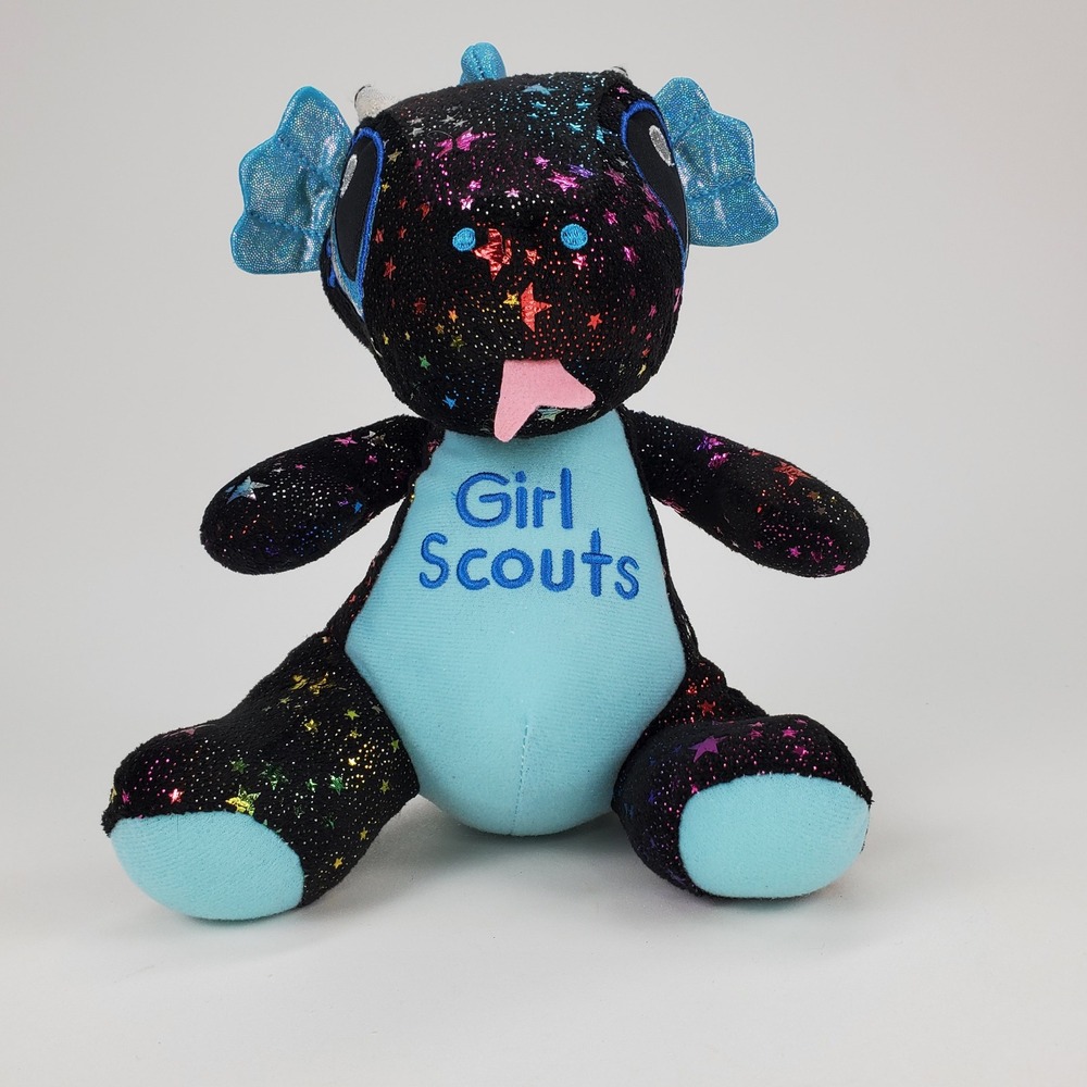 Girl Scouts Dragon Plush Black Galaxy Rainbow‎ Star Shimmer Wings Stuffed Animal